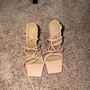 Fashion Nova Nude Strappy Square-Toe Women's Heels